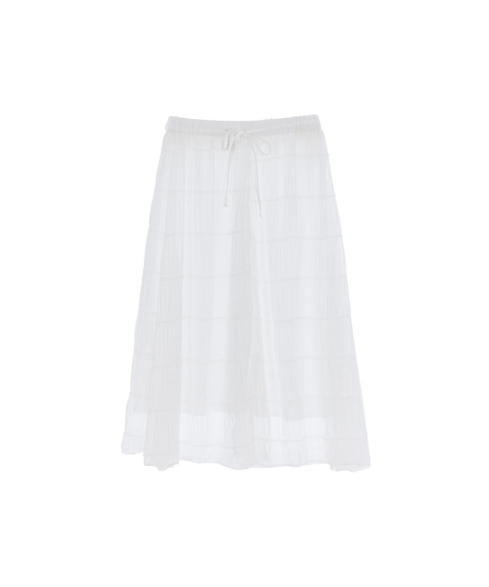Frill Lowrise Long Skirt [White]