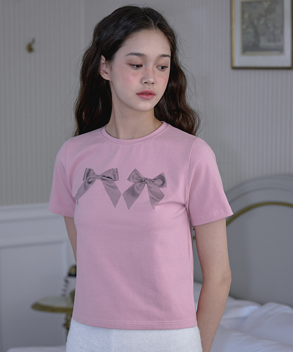 Twin Ribbon T-shirt [Pink]