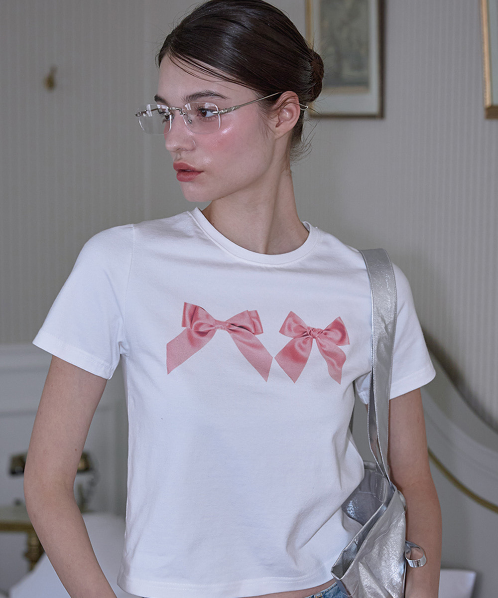 Twin Ribbon T-shirt [White]